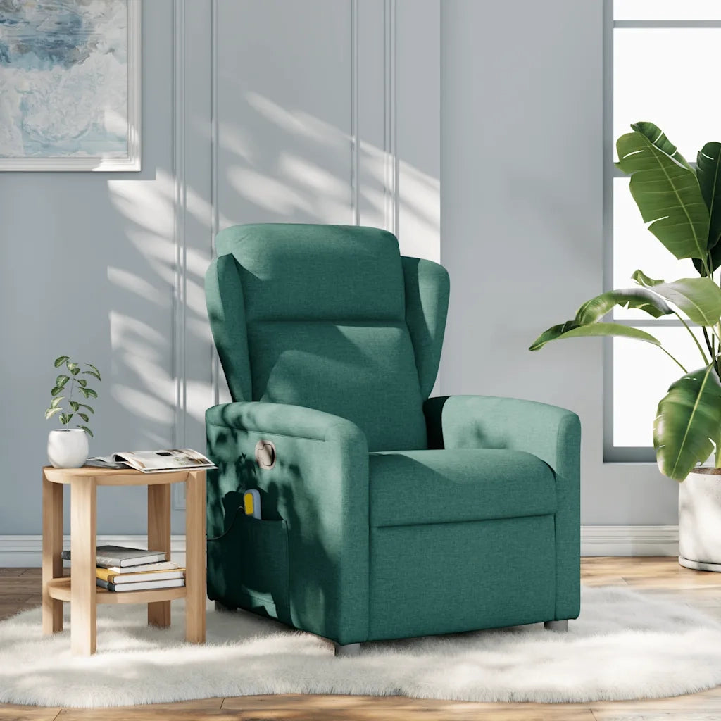 Divano Sedia-Poltrona Massaggiante Reclinabile Verde Scuro in Tessuto 657208