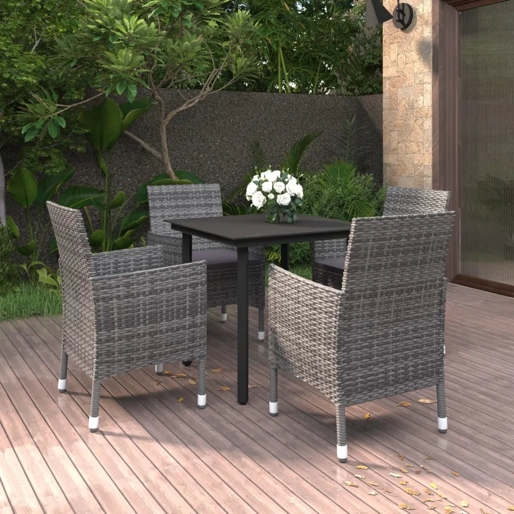 Set da Pranzo da Giardino 5 pz con Cuscini Polyrattan e Vetro cod mxl 39920