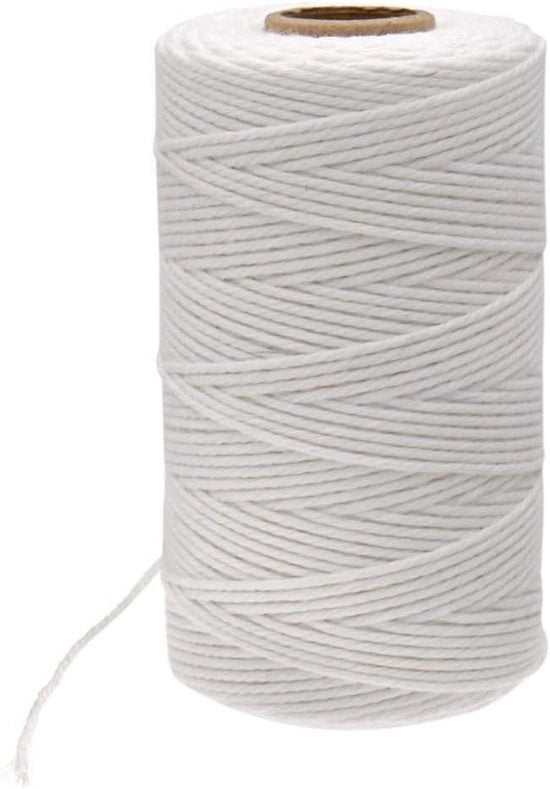 Tessuto in cotone bianco duraturo 2MM - Corda multifunzionale per pentole, artigianato e giardinaggio - 100M
