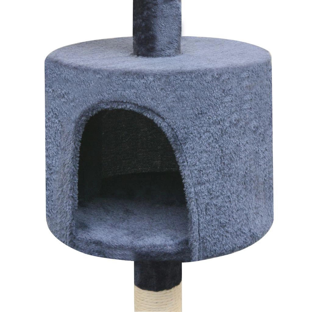 Tiragraffi albero per gatti cuccia per gatti giocattolo peluche sisal 125 cm blu scuro 3702080