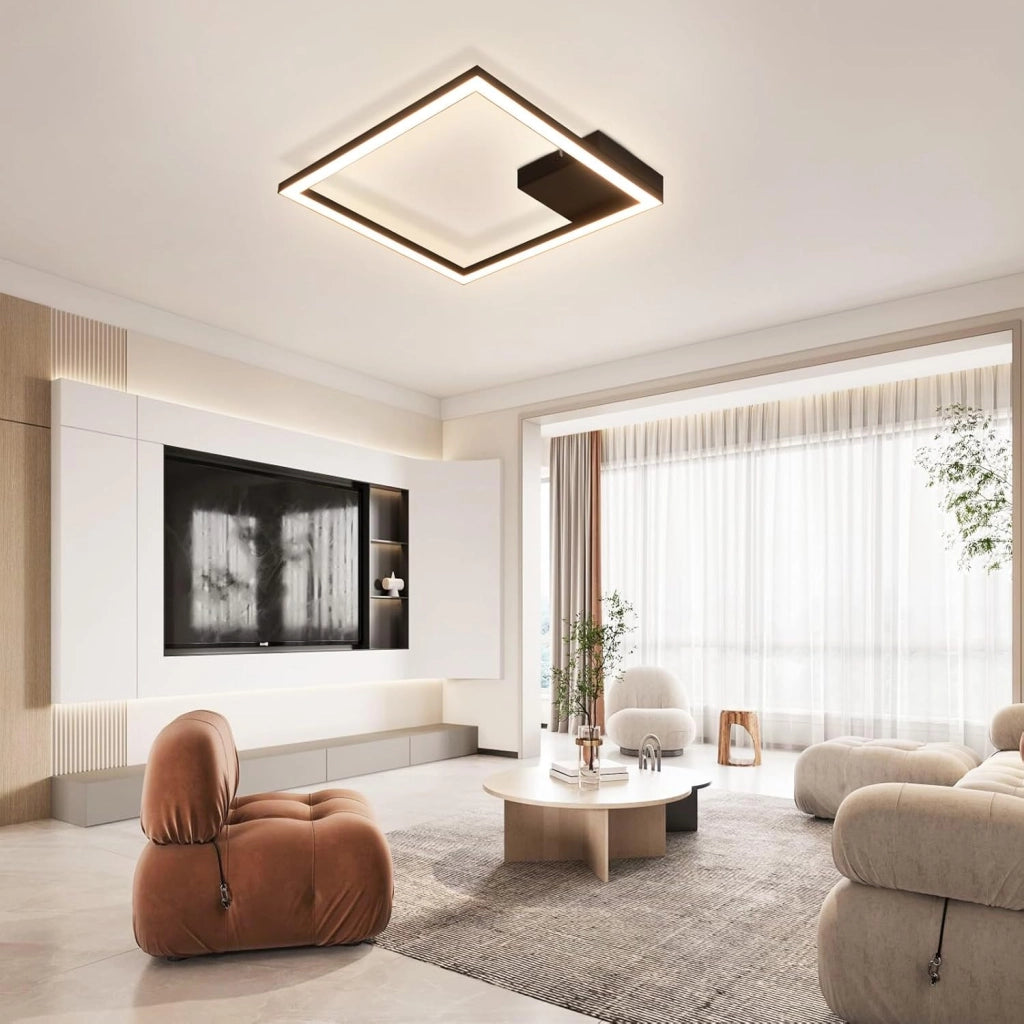 ZMH Lampada da soffitto plafoniera LED moderna quadrata nera 3000K per soggiorno cucina