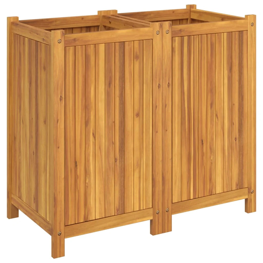 Aiuola rialzata/fioriera con rivestimento 84 x 42 x 75 cm legno massello di acacia marrone 02_0038146