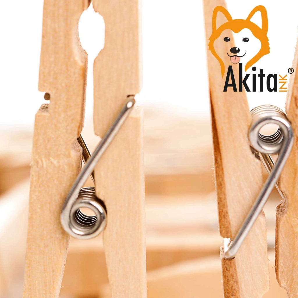 Mollette Legno Akitaink 100 Pezzi Bucato 10 cm