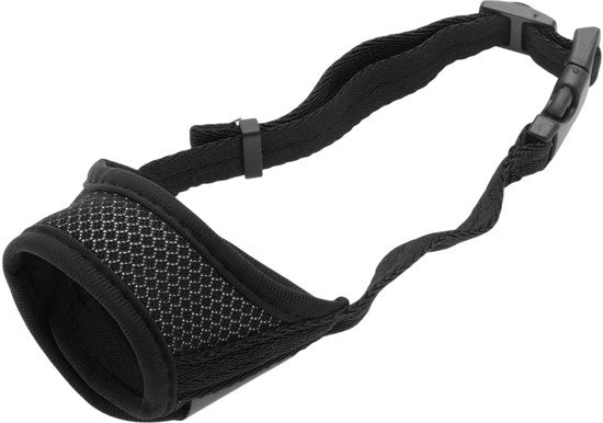 Muilkorf per cani morbido - Cinture regolabili - Muilkorf respirante - Materiale polyester - Misura snout 14-20 cm - Peso 45 gram - Guinzaglio per cani