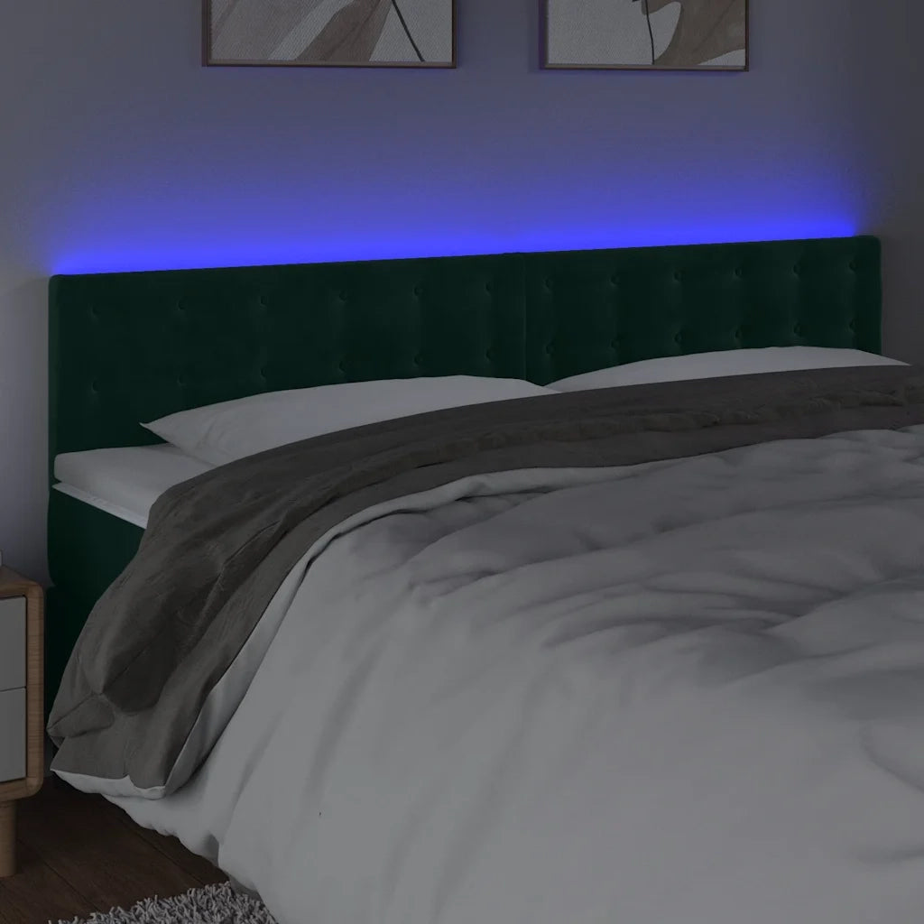 Testiera | Testata a LED Verde Scuro 200x5x78/88 cm in Velluto