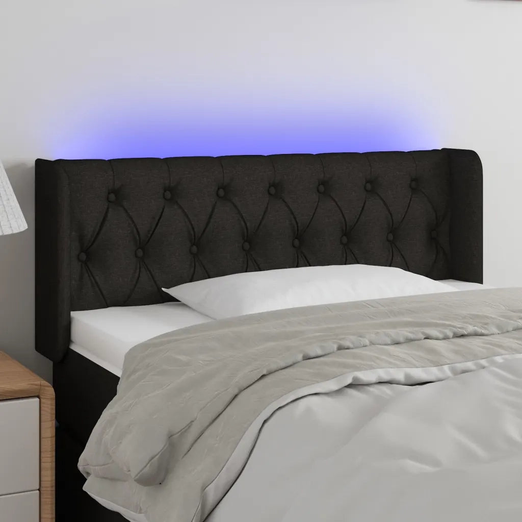 Testiera | Testata a LED Nera 93x16x78/88 cm in Tessuto