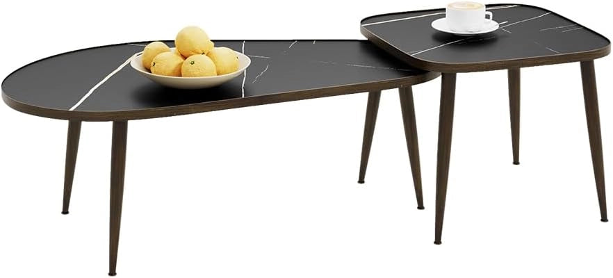 Set di tavolini Manitoba, Nero, 105 x 64.5 cm 2 parti, pieghevole salvaspazio e combinabile in modo versatile