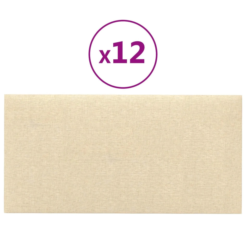 Testiera | Testata da Parete 12 pcs Crema 60 x 30 cm Tessuto