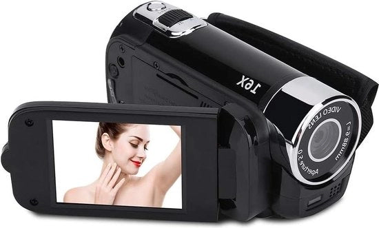 4X Camcorder a Definizione Alta con Rotazione 270° per Home Party Outdoor Picknick Camping con Supporto di 32G di Memoria - Nero EU
