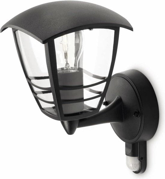 Lanterna da Parete Esterna E27 Impermeabile all'Acqua Nero 60W Lanterna da Muro con Fonte LED