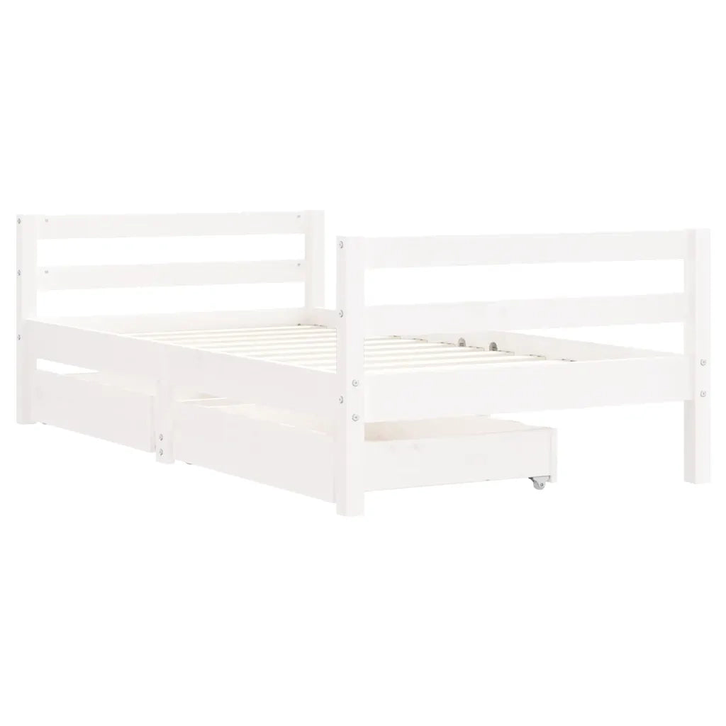 Giroletto Bambini | Letto Infantile | Lettino con Cassetti Bianco 80x160 cm Massello Pino
