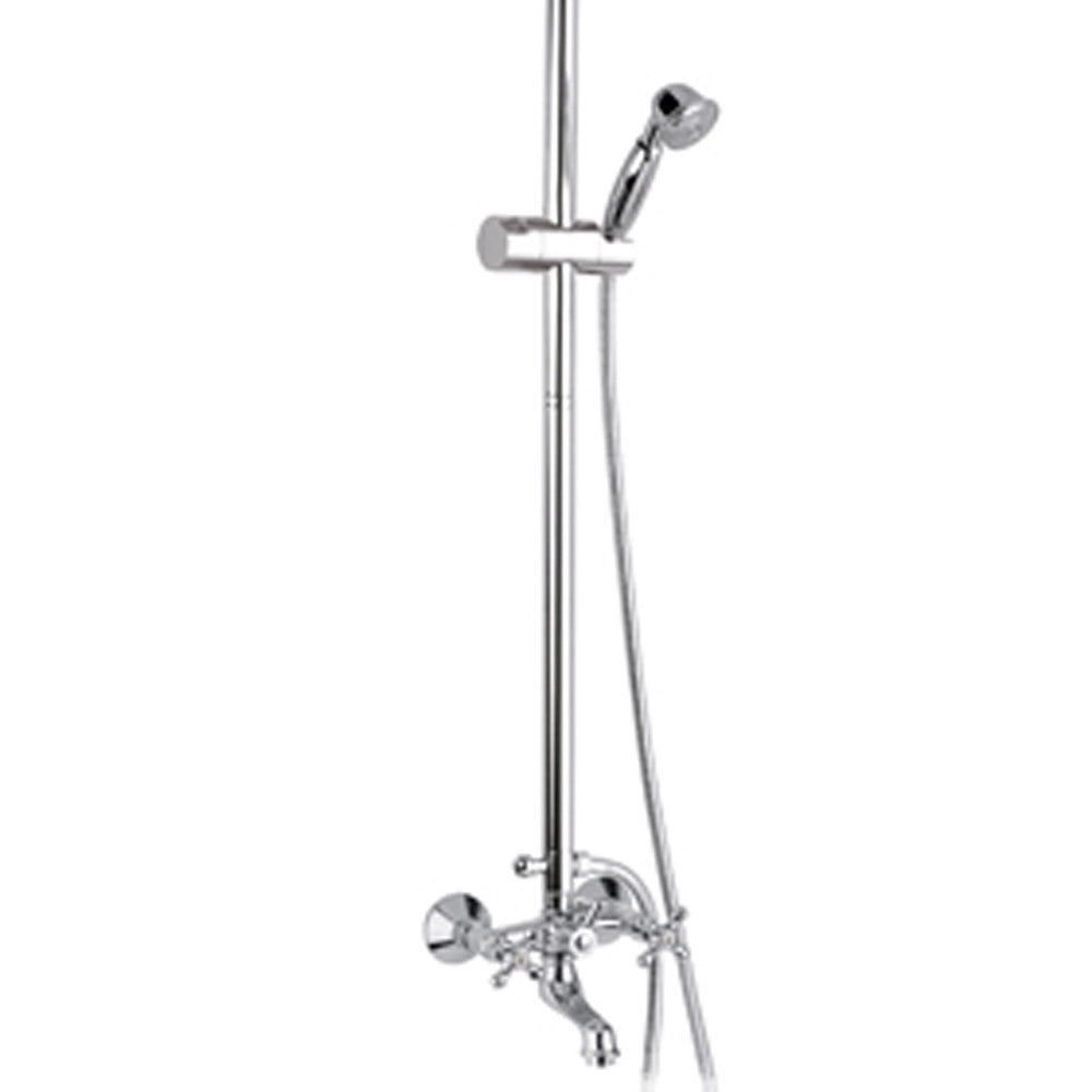 Rubinetto vasca/doccia con colonna saliscendi, doccetta liberty e soffione doccia a campanella - serie liberty