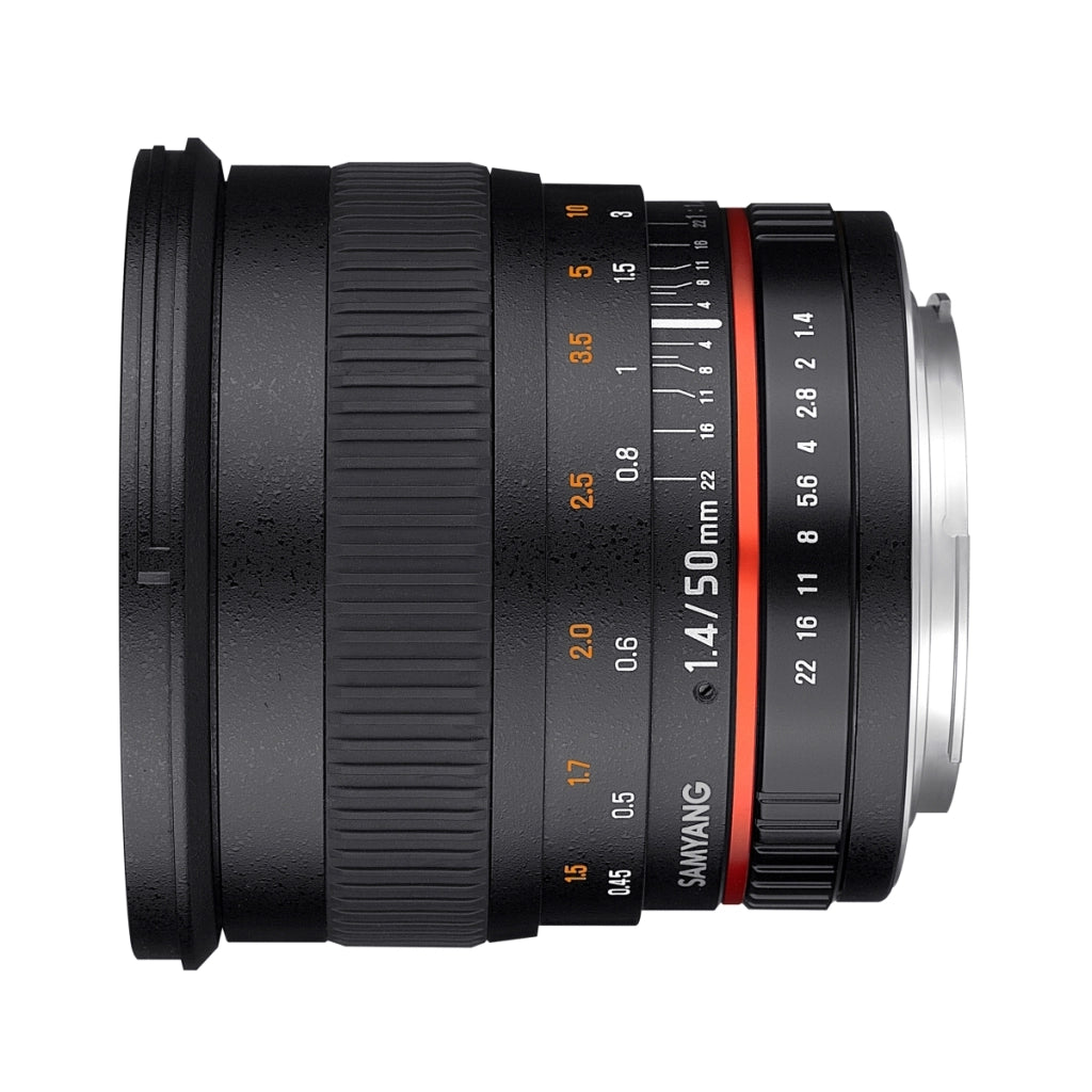 MF 50mm F1.4 per Canon EF - adatto per sensori full-frame e APS-C, profondità di campo ridotta e bokeh raffinato, con custodia e paraluce inclusi