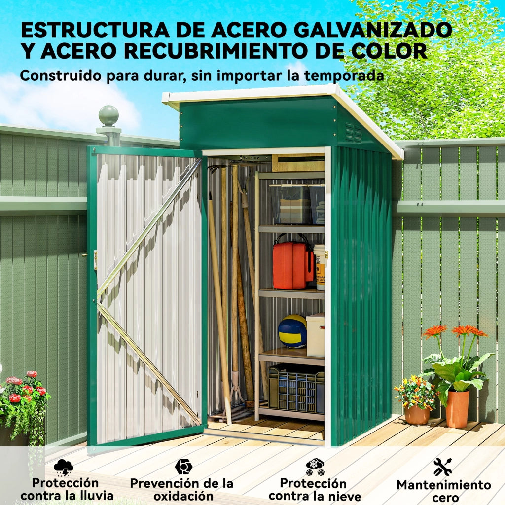 Caseta Giardino Esterno Metallo Verde 107,5x91x185 cm ¨C zephmum ¨C 0,74 m2