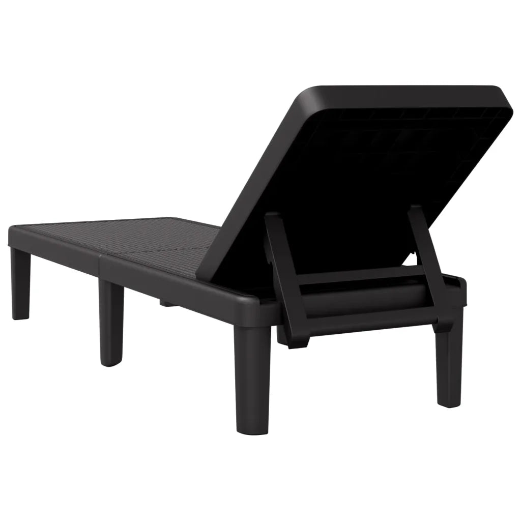 Lettino Prendisole 4 Altezze Regolabili Nero 155,5x57x28 cm iPP 4008100