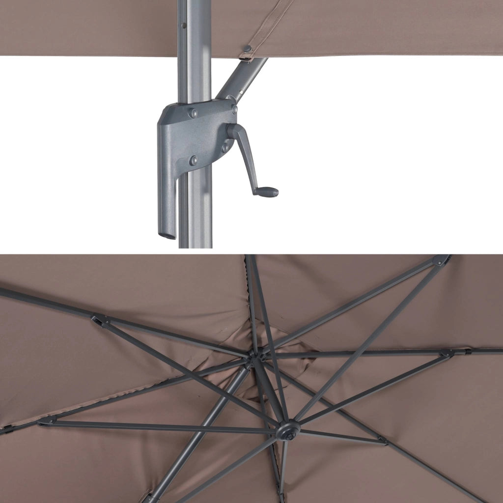 Ombrellone rettangolare decentrato, 3x4m, talpa