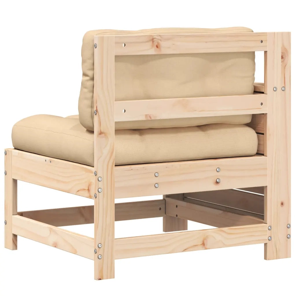 Divano Giardino Senza Braccioli con Cuscino-Sofa da Giardino-Divanetto da esterno Legno Massello Pino 769256