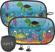 Ombrellone per Auto Bambino - Protezione UV - 2 Pezzi - Design Tartaruga - Con Attacchi - 51 x 31 cm