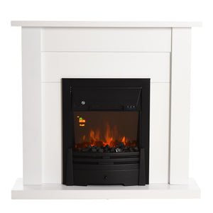 Camino Elettrico da Pavimento 102x30x95 cm Effetto Fiamma 2000W  Bianco