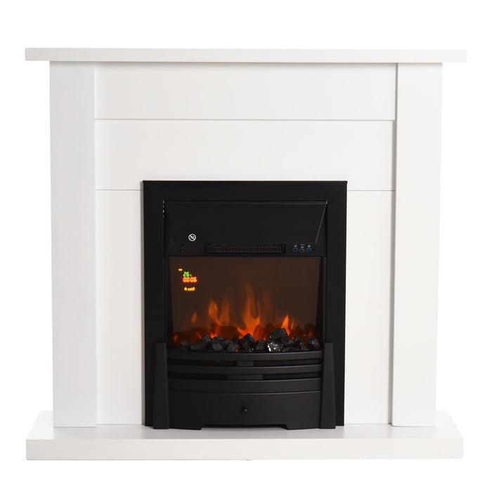 Camino Elettrico da Pavimento 102x30x95 cm Effetto Fiamma 2000W  Bianco