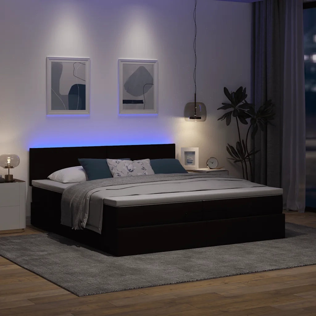 Struttura Letto Pouf con Materassi 200x200 cm in Tessuto 3312253