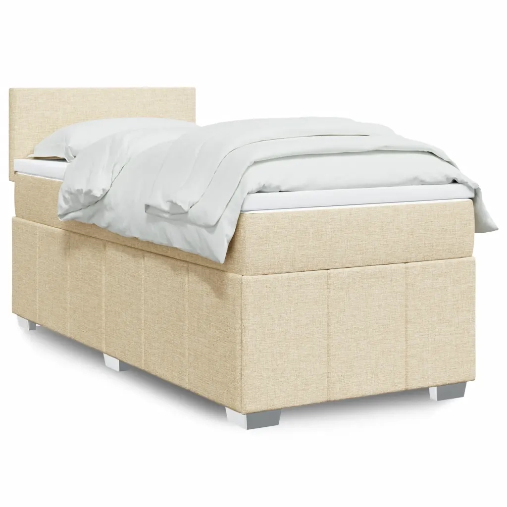 Giroletto a Molle con Materasso Crema 100x200 cm in Tessuto 3289277