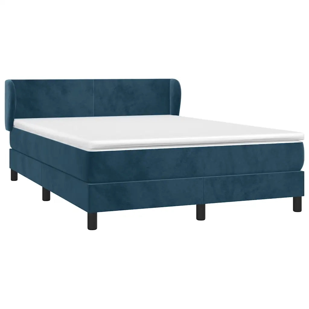 Giroletto a Molle con Materasso Blu Scuro 140x200 cm in Velluto