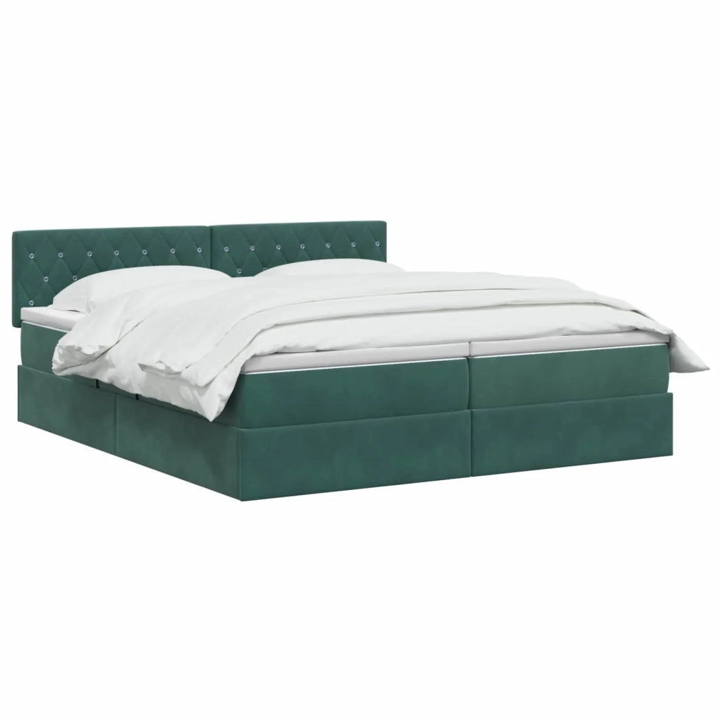 Letto con Contenitore con testiera 2 pz Verde Scuro 3458940