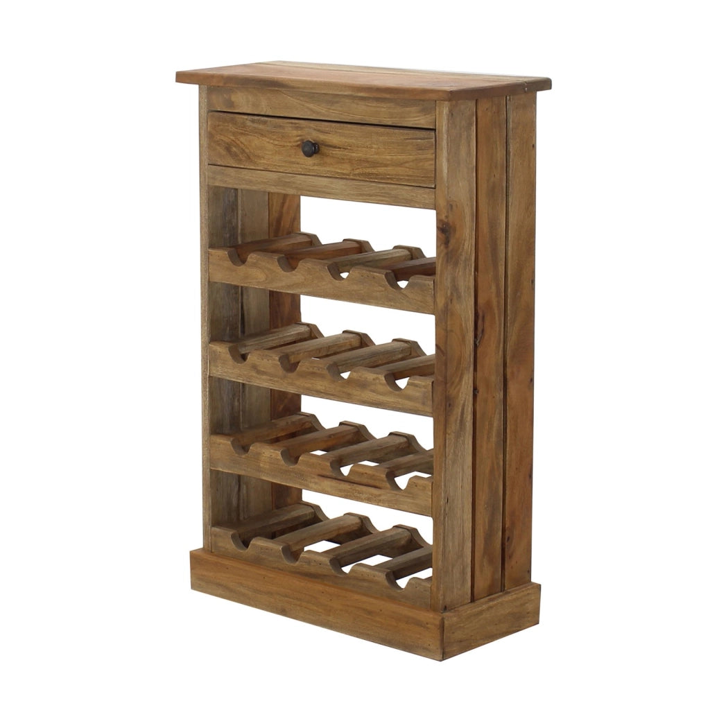 Porta bottiglie cantinetta in legno rustico con cassetto - CLYTEMNESTRA