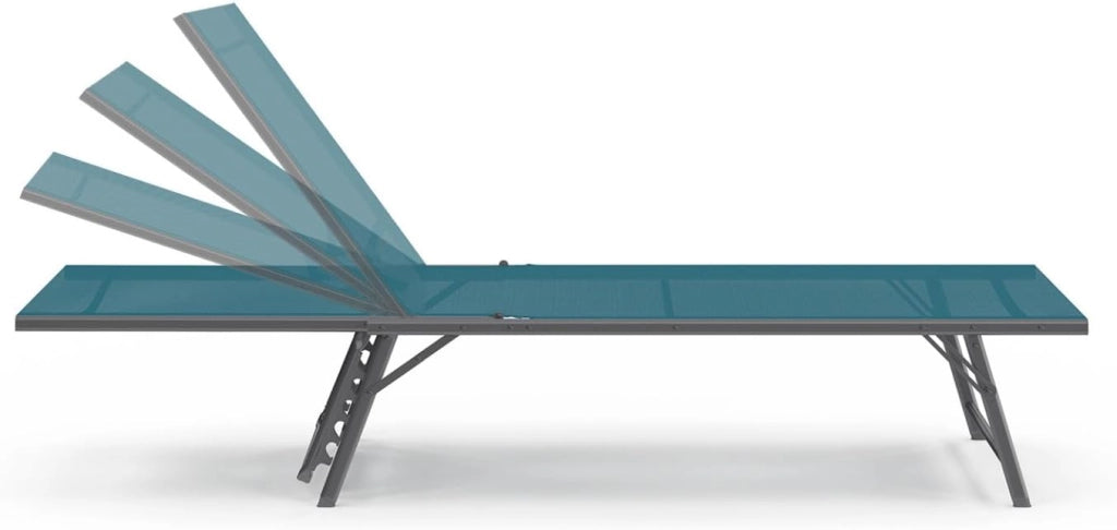 Set di 2 lettini da Giardino reclinabili Kailua in Acciaio Grigio Antracite e Tessuto Blu Anatra