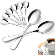 Set di 8 cucchiai da tè e caffè - 13,5 cm Cucchiaio da tè grande in acciaio inossidabile - Cucchiaio da caffè piccolo in acciaio inossidabile con rivestimento argentato