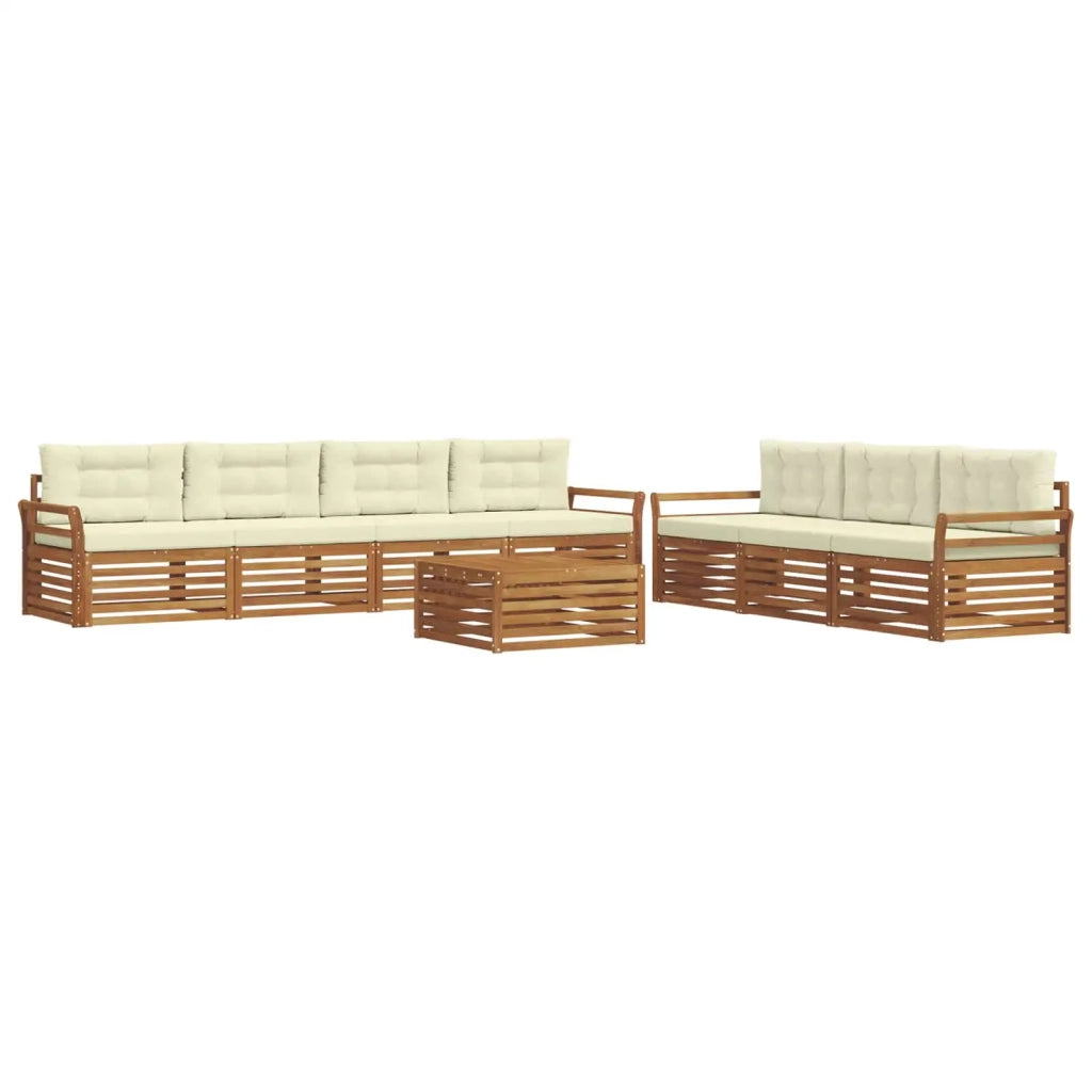 Set di divani da esterno con cuscino 8 pcs Naturale e Crema