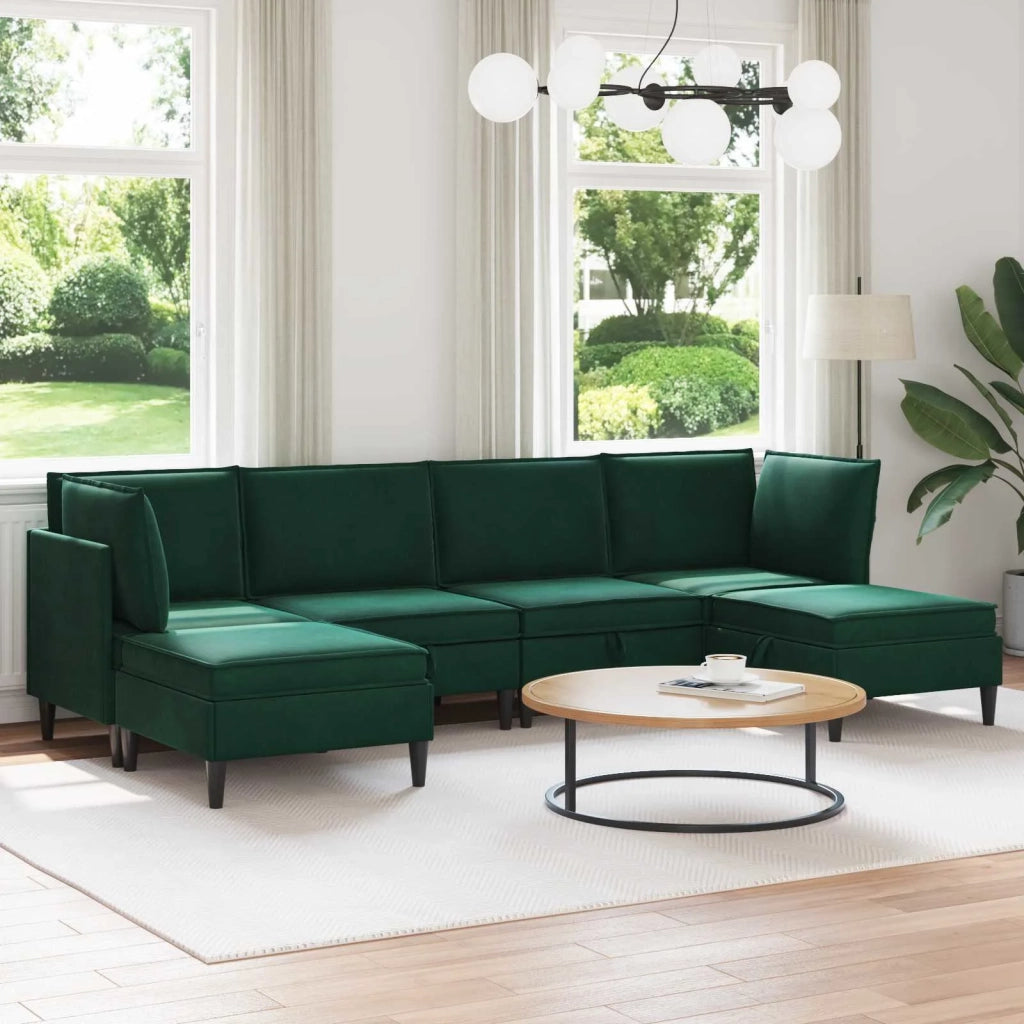 Set di mobili per il soggiorno 6 pcs Verde Scuro Velluto