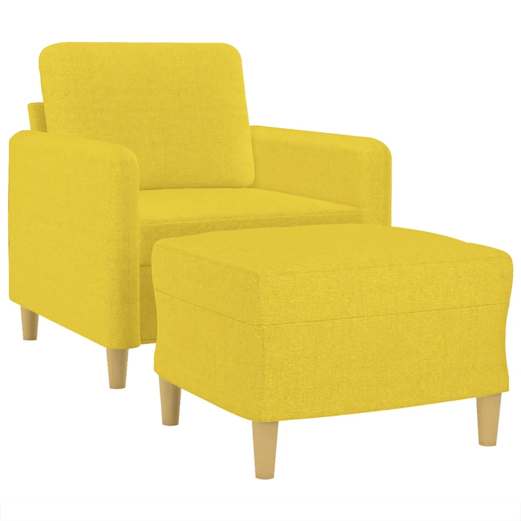 Poltrona con Poggiapiedi Giallo Chiaro 60 cm in Tessuto