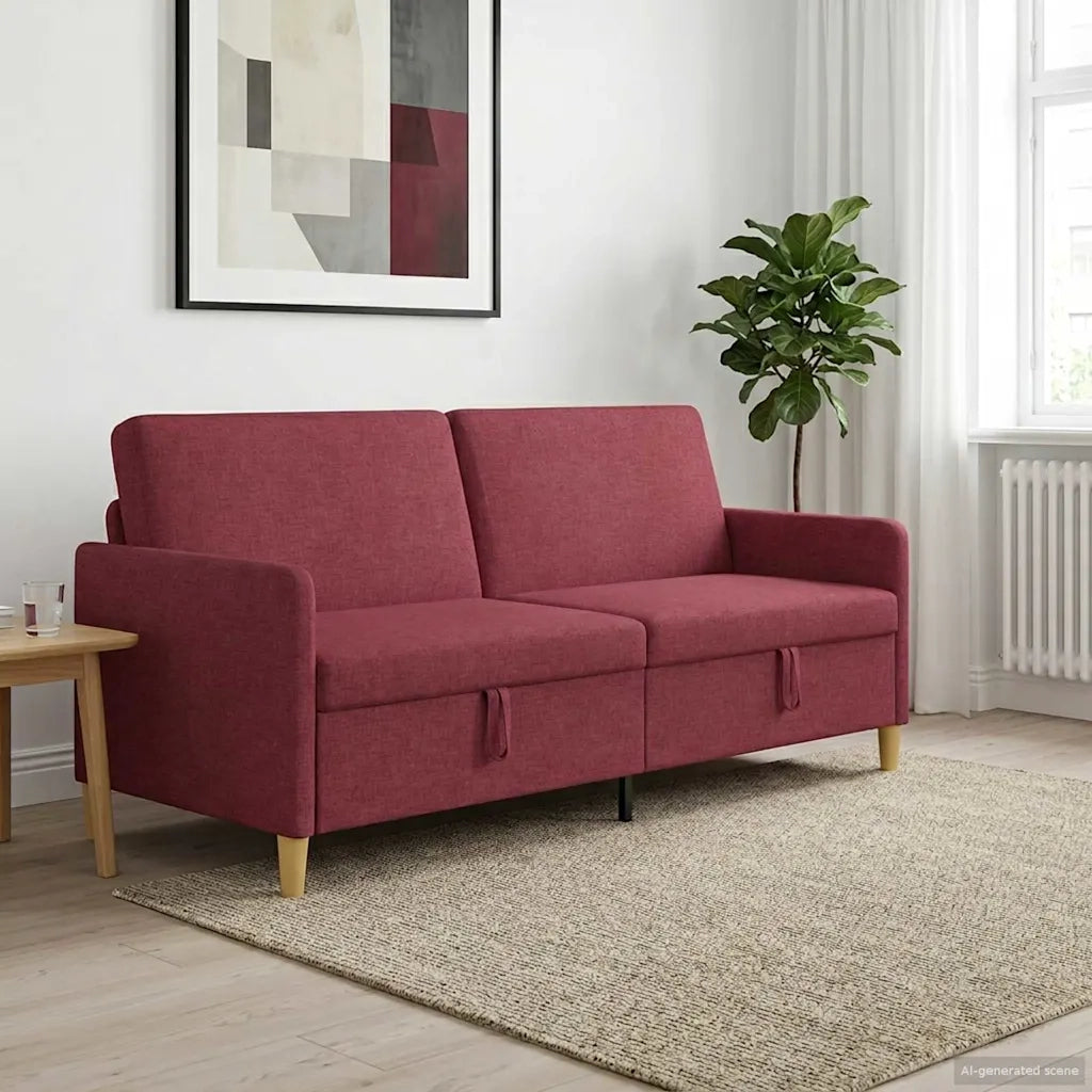 Divano con Storage Rosso Vino 192 x 78 x 87 cm Poliestere 42036978