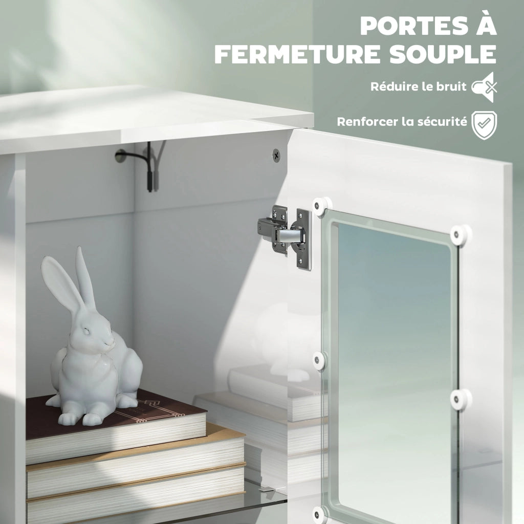 Buffet con LED RGB e telecomando ¨C zephmum ¨C bianco, vetro, 71x35x126cm