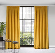 Tendina di oscuramento, Intranslucida, Tendina di seta con cordoncino - 1 pezzo Extra Lunga Tendina, Elegante, Liscia, Salotto, Camera da letto, 135x300 cm, Giallo miele