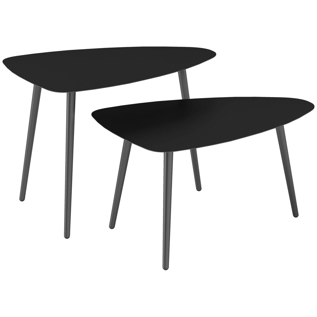 Tavolino da caff¨¨ ¨C zephmum ¨C 2 Pezzi Set Nero Metallo Design Moderno