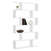 Libreria As, Scaffale da ufficio multiuso, Mobile biblioteca portalibri a 6 ripiani, 80x25h190 cm, Bianco