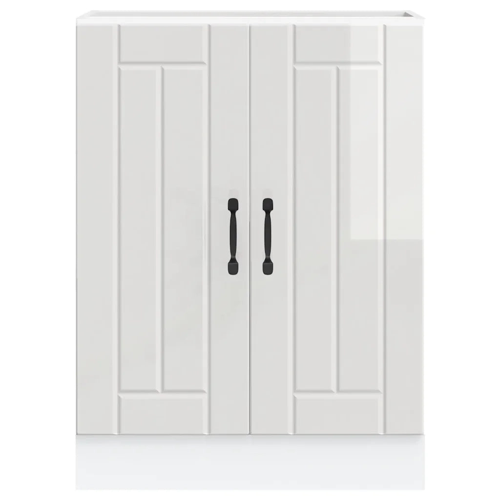 Mobile Base Lavello Lucca Bianco Lucido in Legno Multistrato 853679