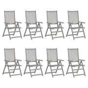 Sedie Giardino Reclinabili 8pz Cuscini Massello Acacia Grigio 3075149