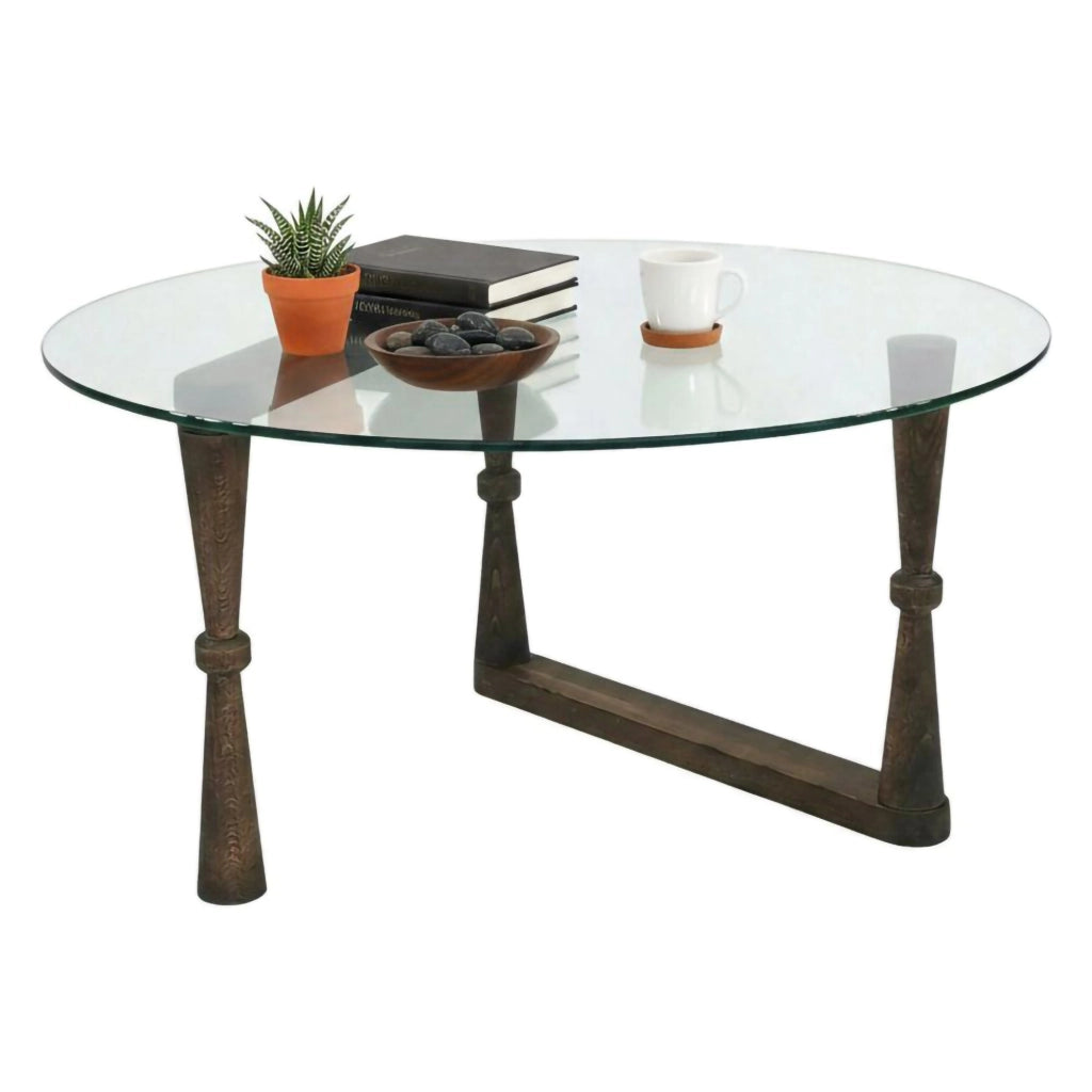 Belvi, Tavolino da Salotto Forma Rotonda, 80x80x41h cm Marrone Noce