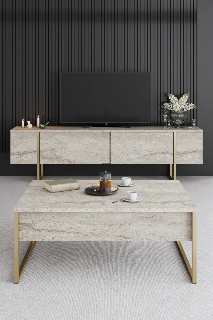 Porta TV in legno "Luxe" - 180 x 30 x 50 cm - TravertinOr