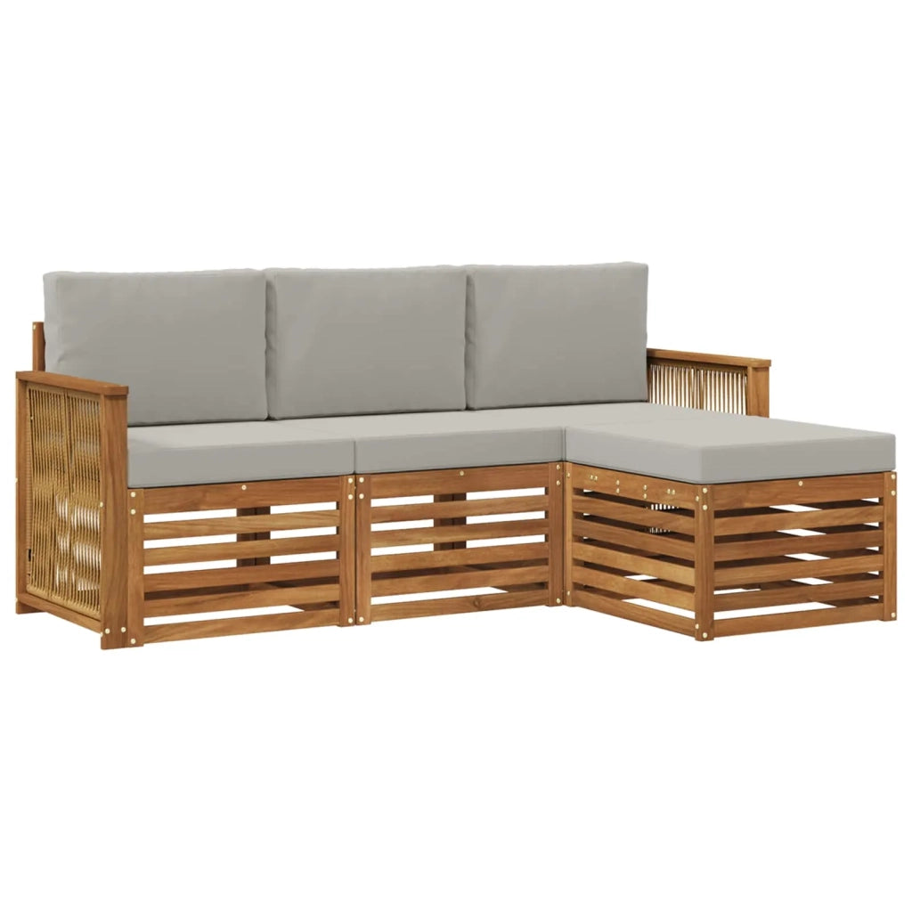 Set di divani da esterno 4 pz Naturale e Grigio Chiaro 3384207