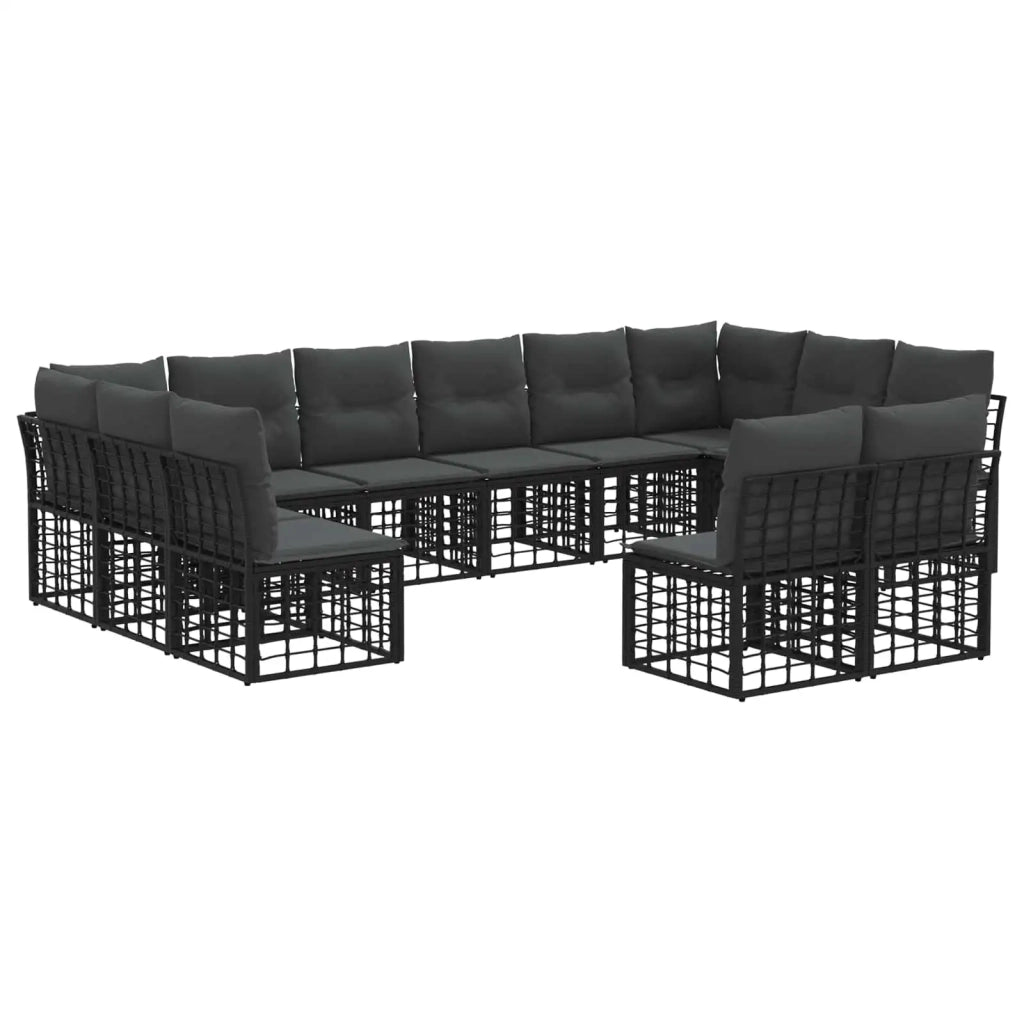 Set di divani da esterno Nero e Grigio scuro Poliestere 3437577