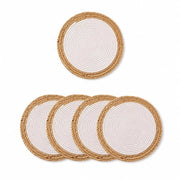 Set di 4 piatti rotondi in cotone con bordo in juta - 20 cm