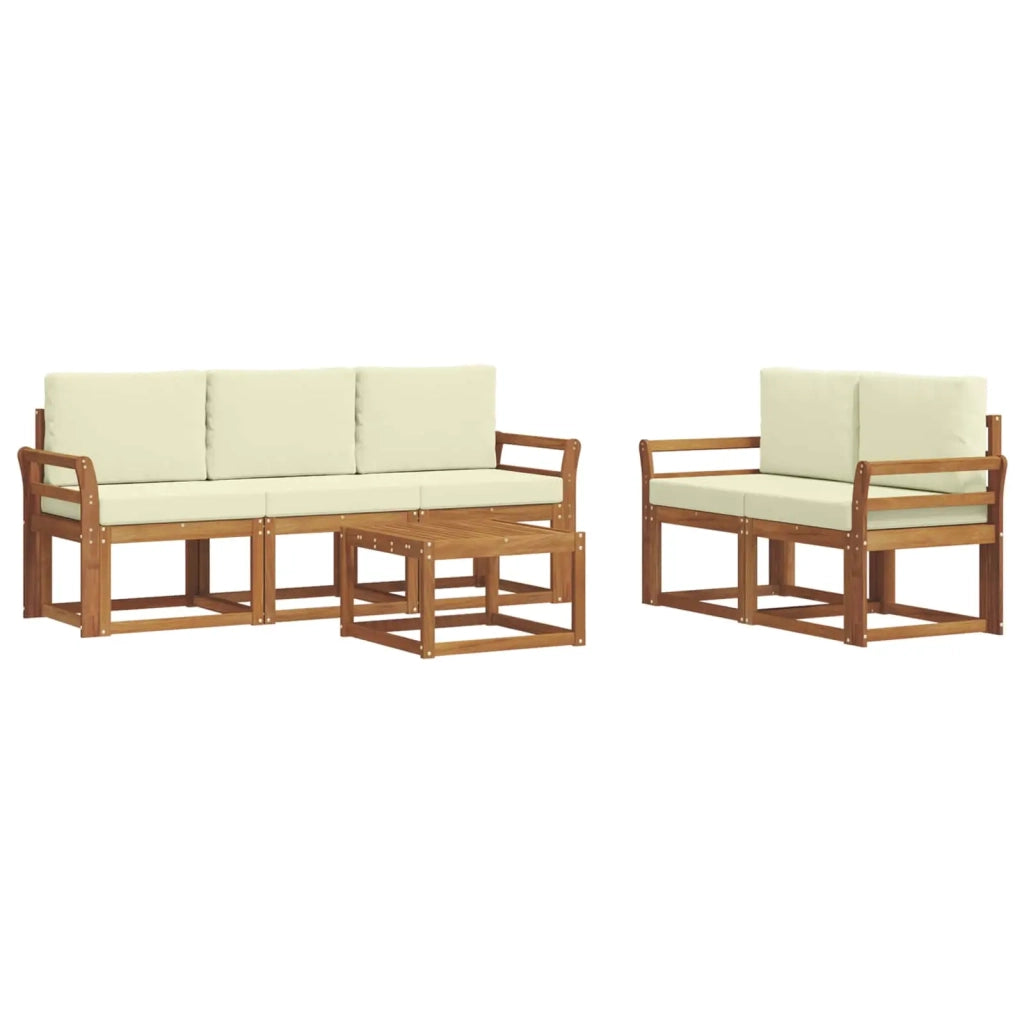 Set di divani da esterno con cuscino 6 pcs Naturale e Crema