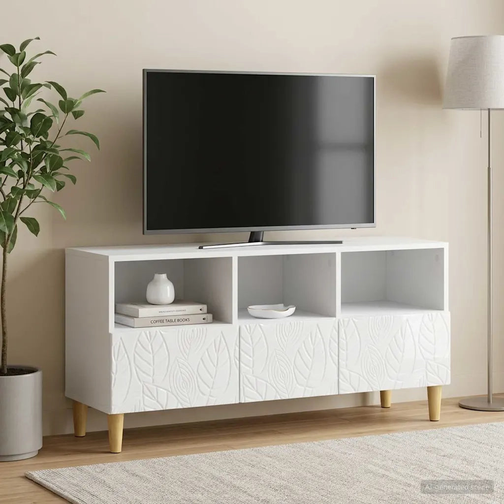 Mobile TV 102 x 34,5 x 50 cm Bianco Lucido Legno ingegnerizzato 895139