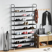 Scarpiera con 10 Ripiani-Scaffale per scarpe in Metallo e Tessuto non Tessuto Nero