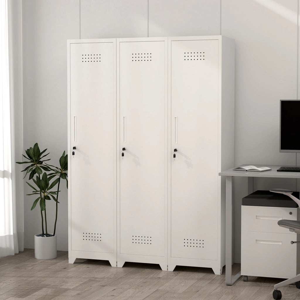 ARMADIO PORTASCOPE STRETTO 40x40x165 cm Metallo Bianco